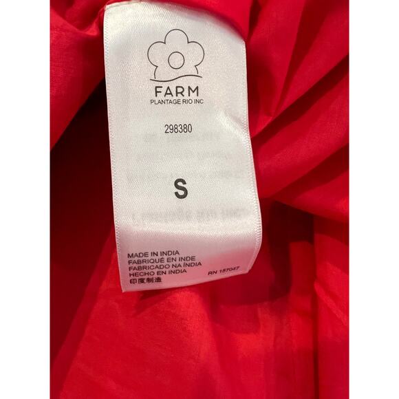 Farm Rio Ipanema Midi Ruffle Dress Red Tropical Print S - Picture 11 of 12